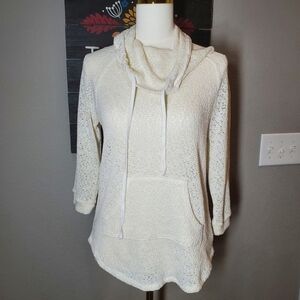 No Boundaries Cowl Neck Pullover Sweater Juniors Ivory Size Medium 7-9 NWOT